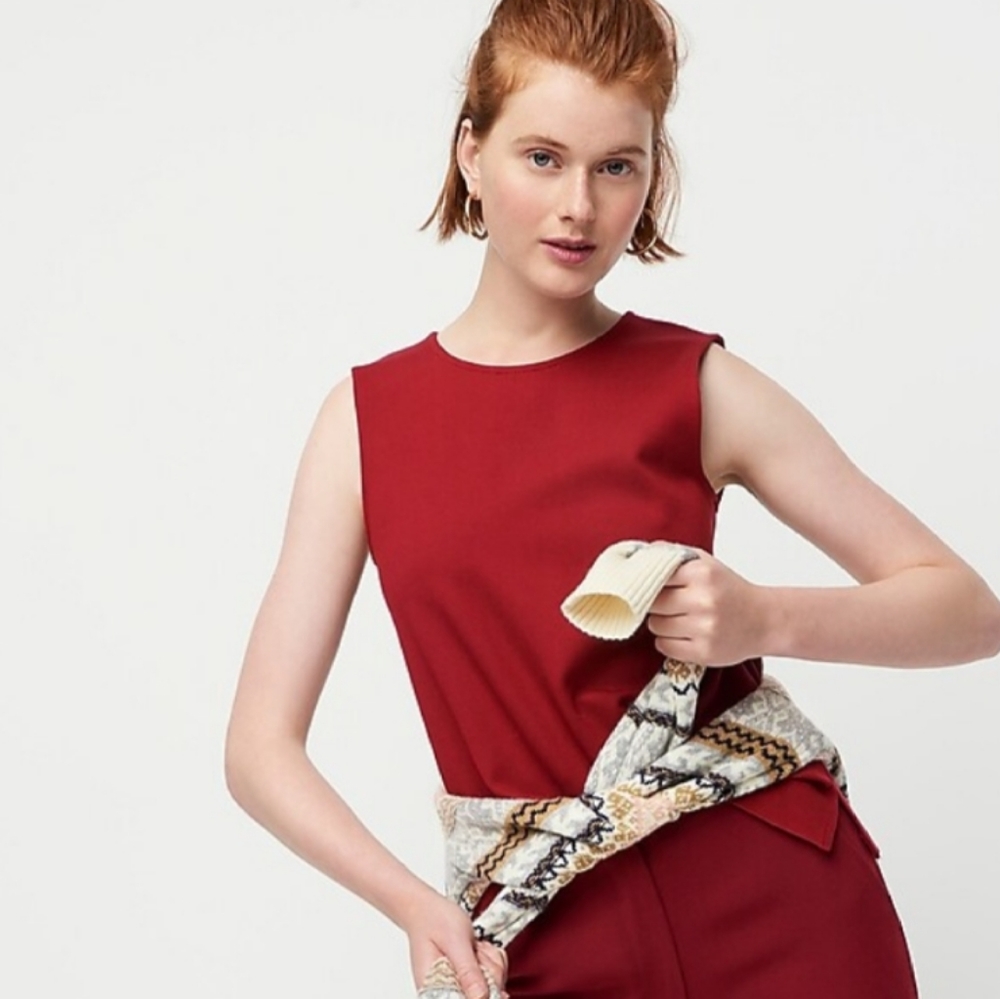 J.Crew Jeweled-back Sleeveless Red Ponte Top